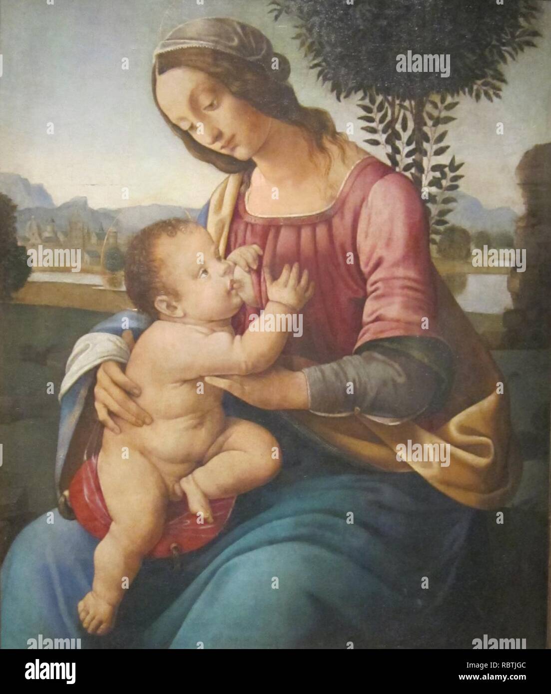 'Madonna mit Kind' von Lorenzo di Credi, Cincinnati Art Museum. Stockfoto