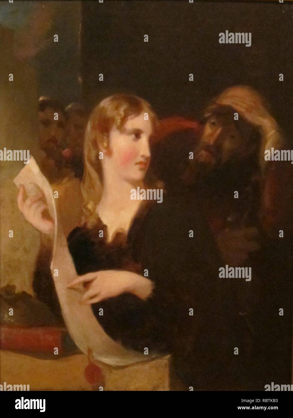 "Portia und Der Kaufmann von Venedig" von Thomas Sully, Cincinnati Art Museum. Stockfoto