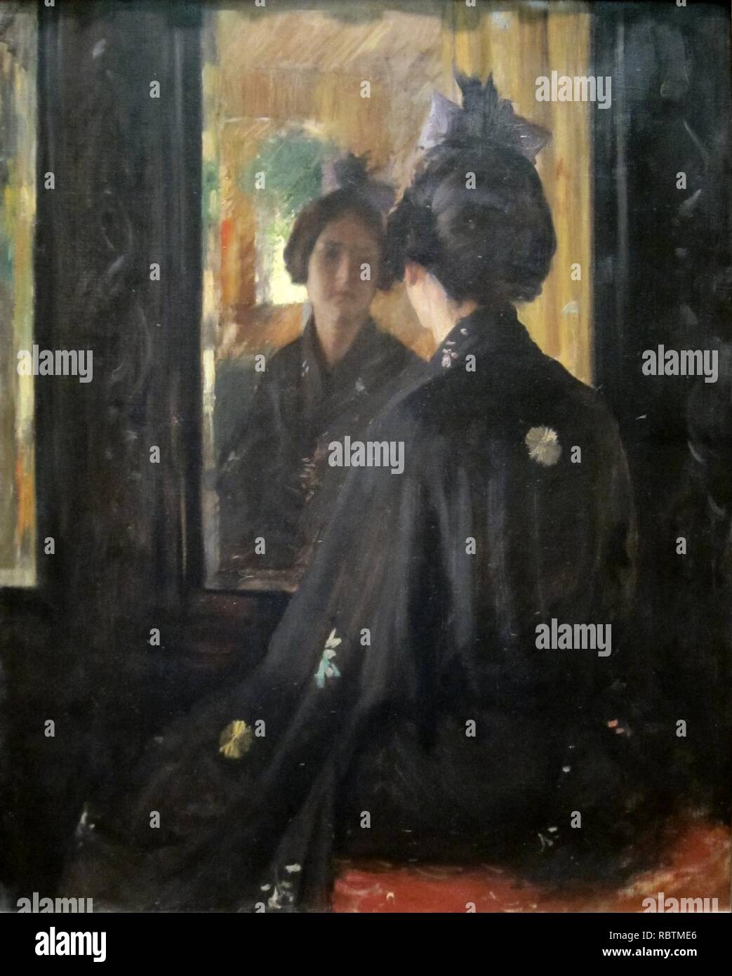 Der "Mirror" von William Merritt Chase, Cincinnati Art Museum. Stockfoto