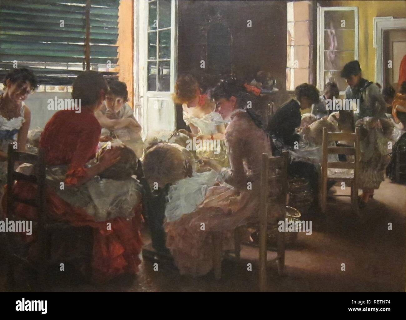 "Venezianischen Lacemakers" von Robert Frederick Blum, Cincinnati Art Museum. Stockfoto