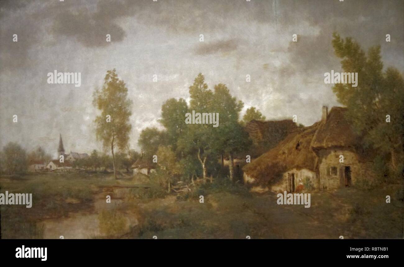 "Dorf im Berry' von Théodore Rousseau, Cincinnati Art Museum. Stockfoto