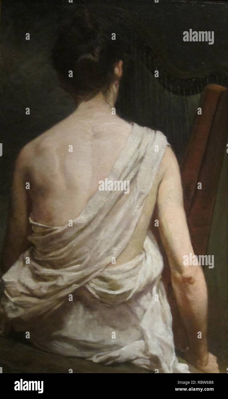 'Frau mit Harfe" von Elizabeth Nourse, Cincinnati Art Museum. Stockfoto