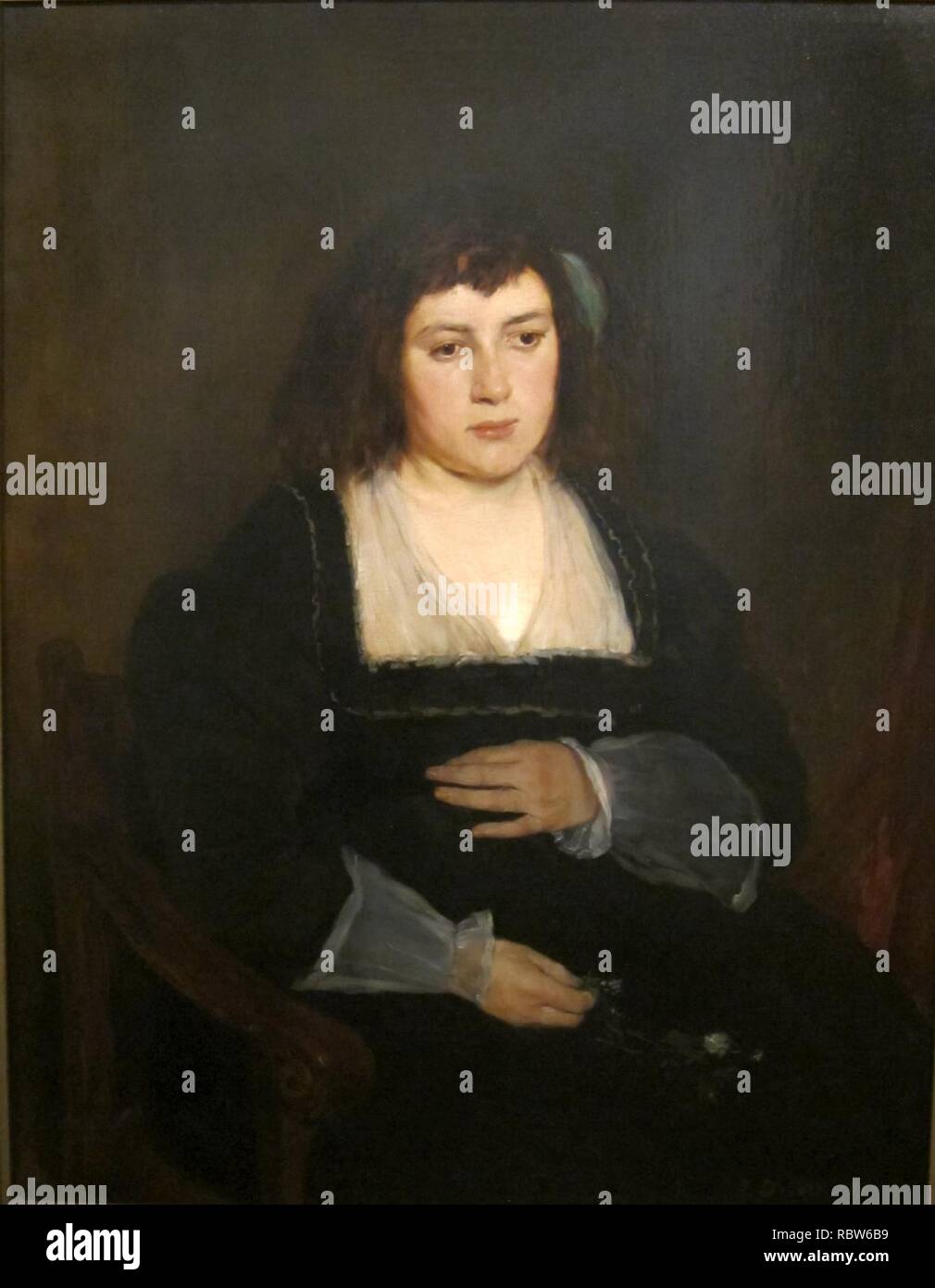 'Frau mit Vergissmeinnicht' von Frank Duveneck, Cincinnati Art Museum. Stockfoto