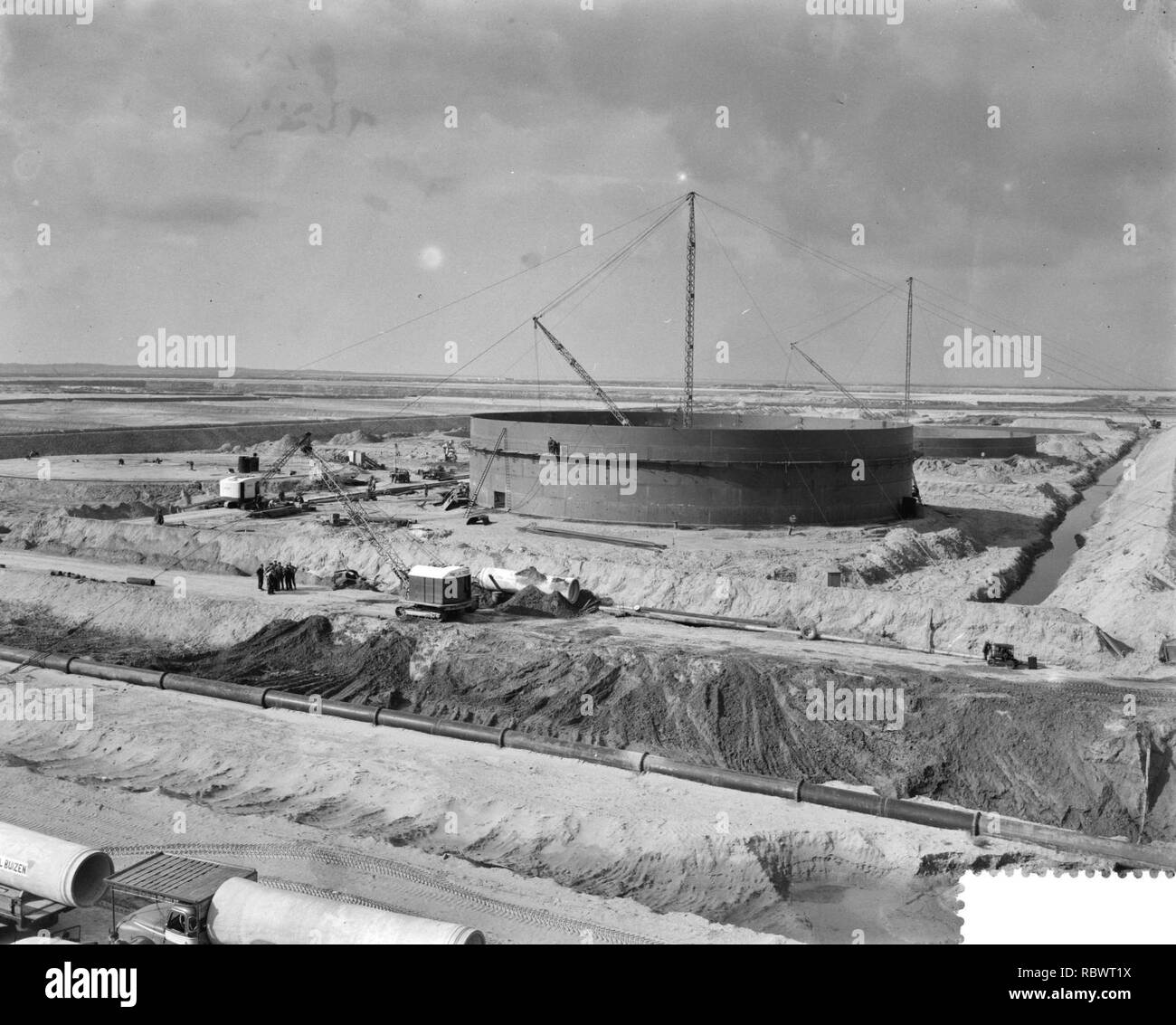 Aanleg van de Europoorthaven aan de monding van het Hollands Diep, Bestanddeelnr 910-6995. Stockfoto