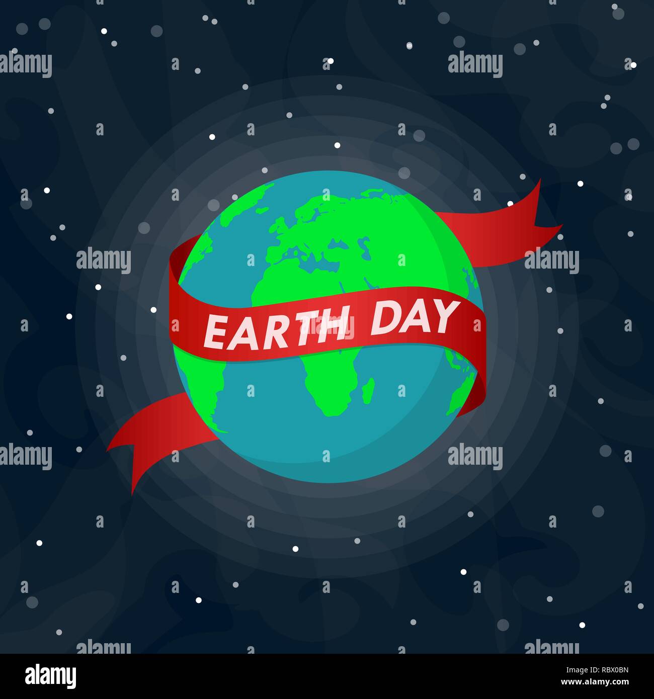 World Earth Day Poster mit Globus und Farbband im Weltraum in flacher Ausführung. Vector Illustration. Globus mit roter Schleife, Ökologie Konzept Stock Vektor