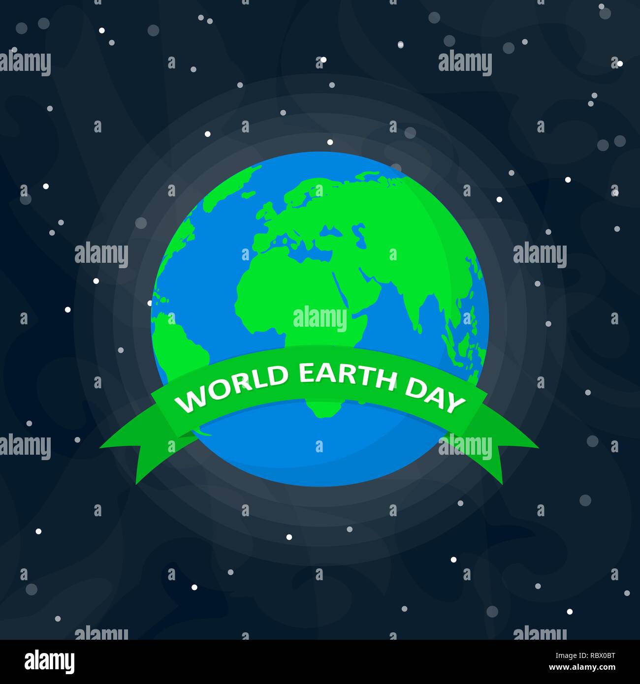 World Earth Day Poster mit Globus und Farbband im Weltraum in flacher Ausführung. Vector Illustration. Globus mit Green Ribbon, Ökologie Konzept Stock Vektor