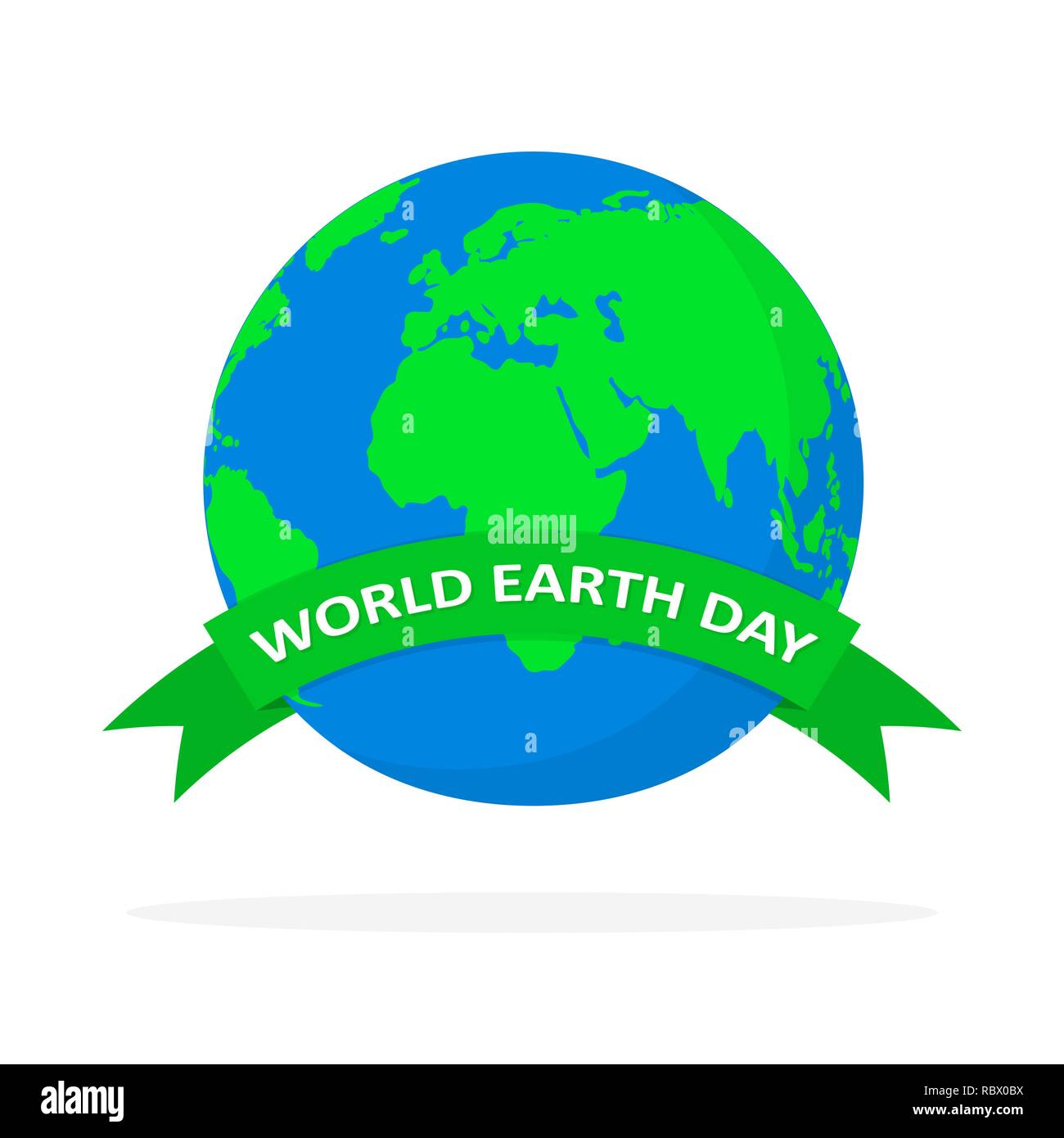 World Earth Day Poster mit Globus und Farbband im flachen Design. Vector Illustration. Globus mit Green Ribbon, Ökologie Konzept Stock Vektor
