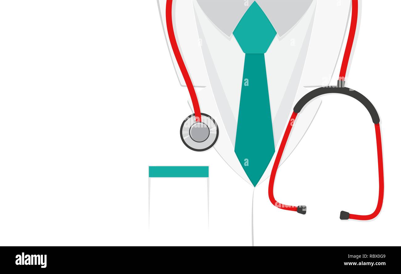Ein ärzte Anzug oder Kittel mit Stethoskop. Vector Illustration. Medizinische cute Hintergrund. Tag Gesundheit. Ärzte Tag Stock Vektor