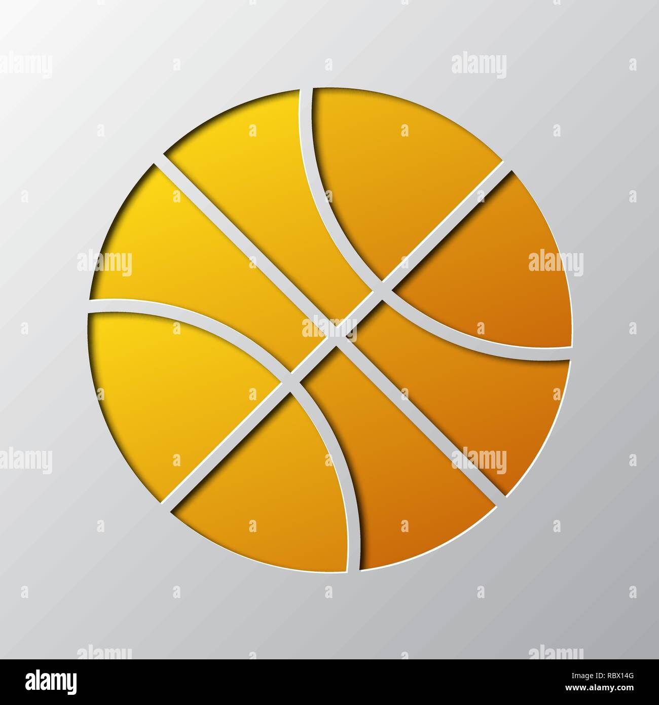 Papier Kunst von den gelben Ball isoliert. Vector Illustration. Die Kugel ist das Symbol aus Papier geschnitten. Stock Vektor