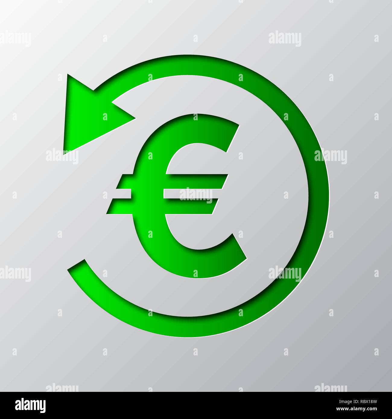 Paper Art des Grünen cash back Symbol isoliert. Vector Illustration. Cash Back Symbol ist aus Papier geschnitten. Stock Vektor