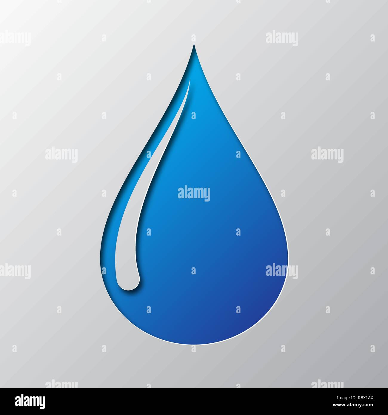 Papier Kunst der Blue Water Drop isoliert. Vector Illustration. Water Drop Symbol ist aus Papier geschnitten. Stock Vektor