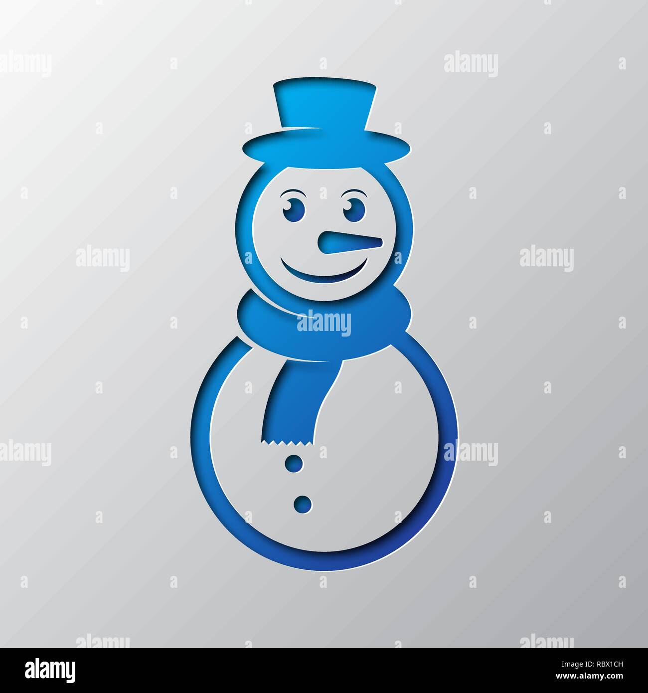 Paper Art des blauen Schneemann isoliert. Vector Illustration. Schneemann Symbol ist aus Papier geschnitten. Stock Vektor