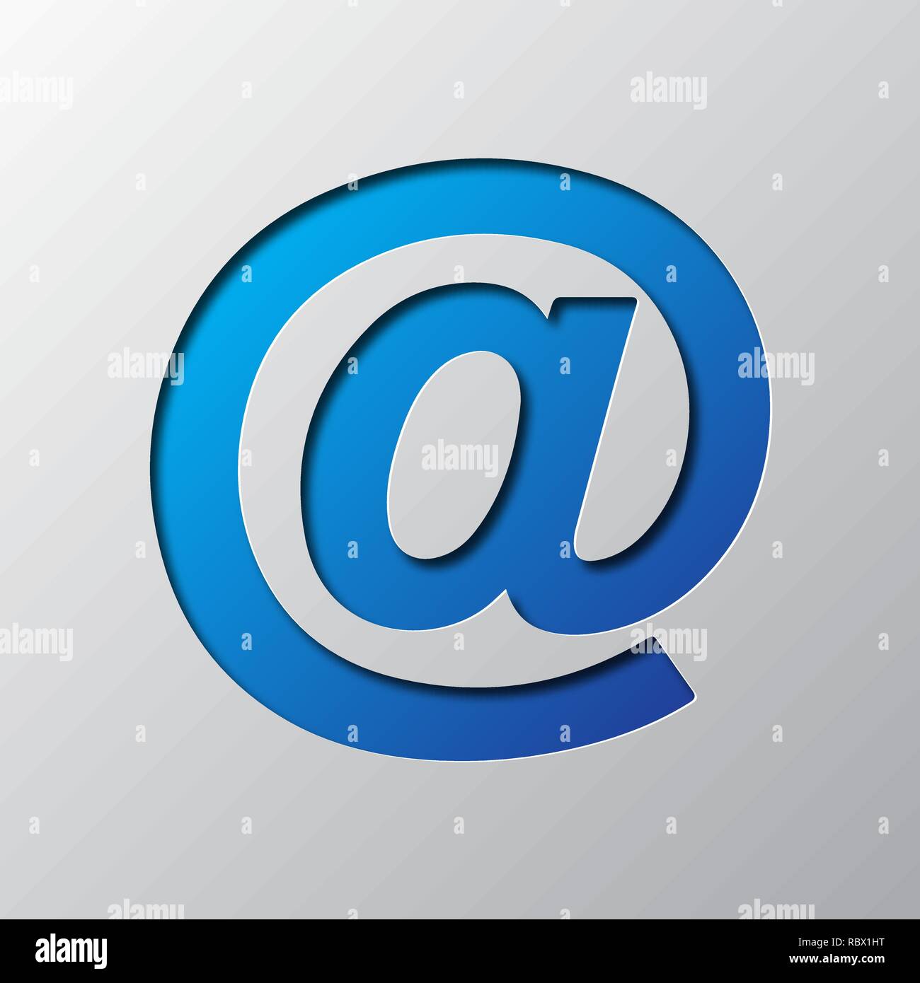 Paper Art des Blauen e-mail Symbol isoliert. Vector Illustration. E-Mail Symbol und Schirm aus Papier geschnitten. Stock Vektor