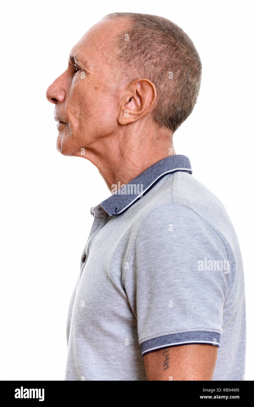 Close up Profil anzeigen der älteren Mann Stockfoto