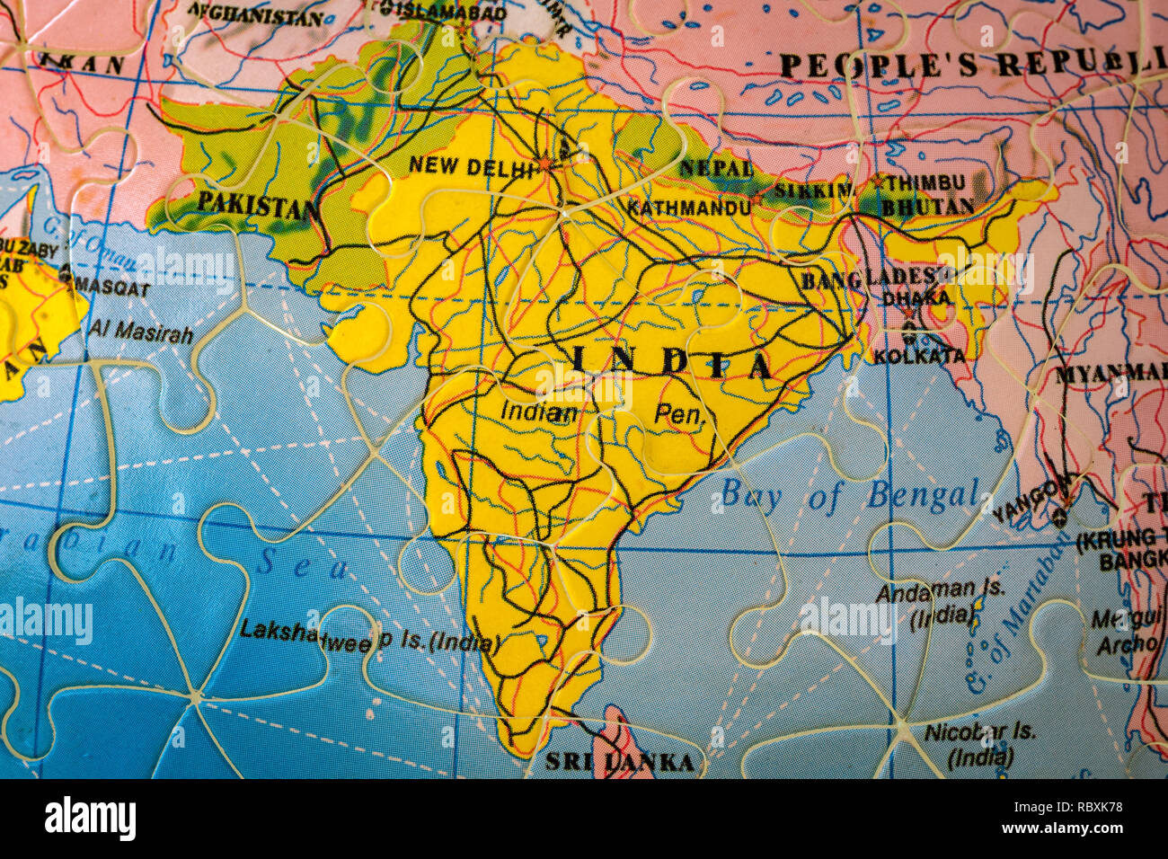 Puzzle Karte von Indien Stockfoto