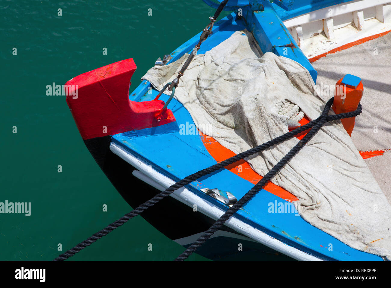 Detail einer bunten Boot Bug, Lixouri, Kefalonia, Griechenland Stockfoto