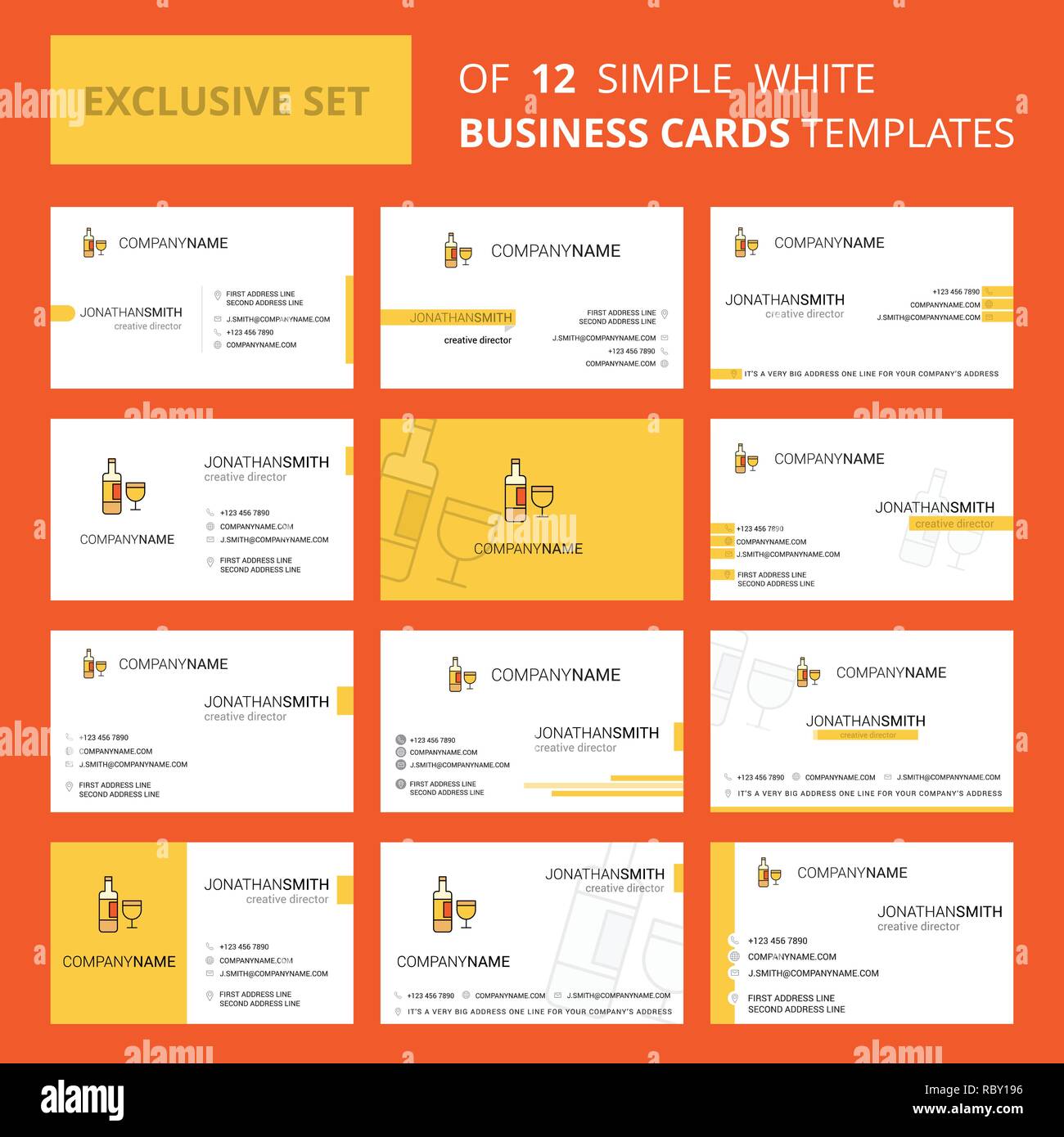 Set Mit 12 Getranke Creative Business Card Template Editierbare Kreative Logo Und Visitenkarte Hintergrund Stock Vektorgrafik Alamy