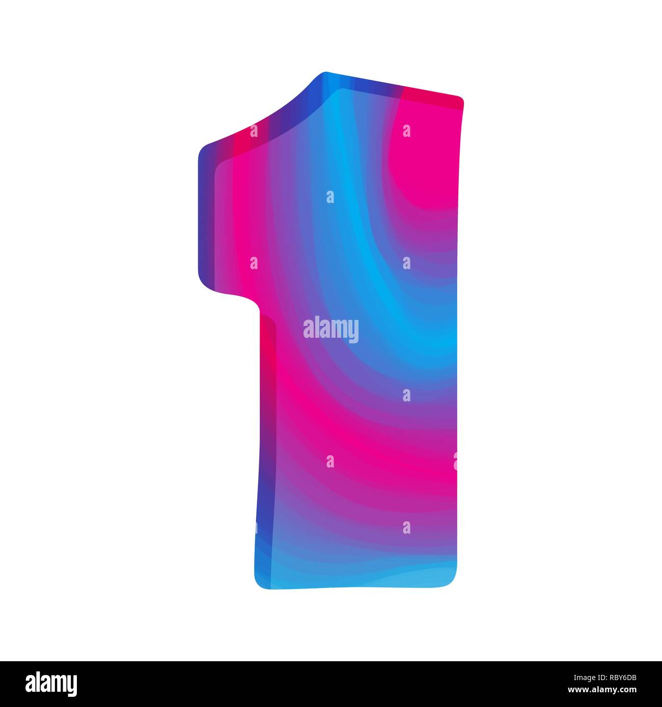 Abstrakte farbenfrohe Nummer Eins. Vector Illustration. Kreative Nummer Eins isoliert. Stock Vektor