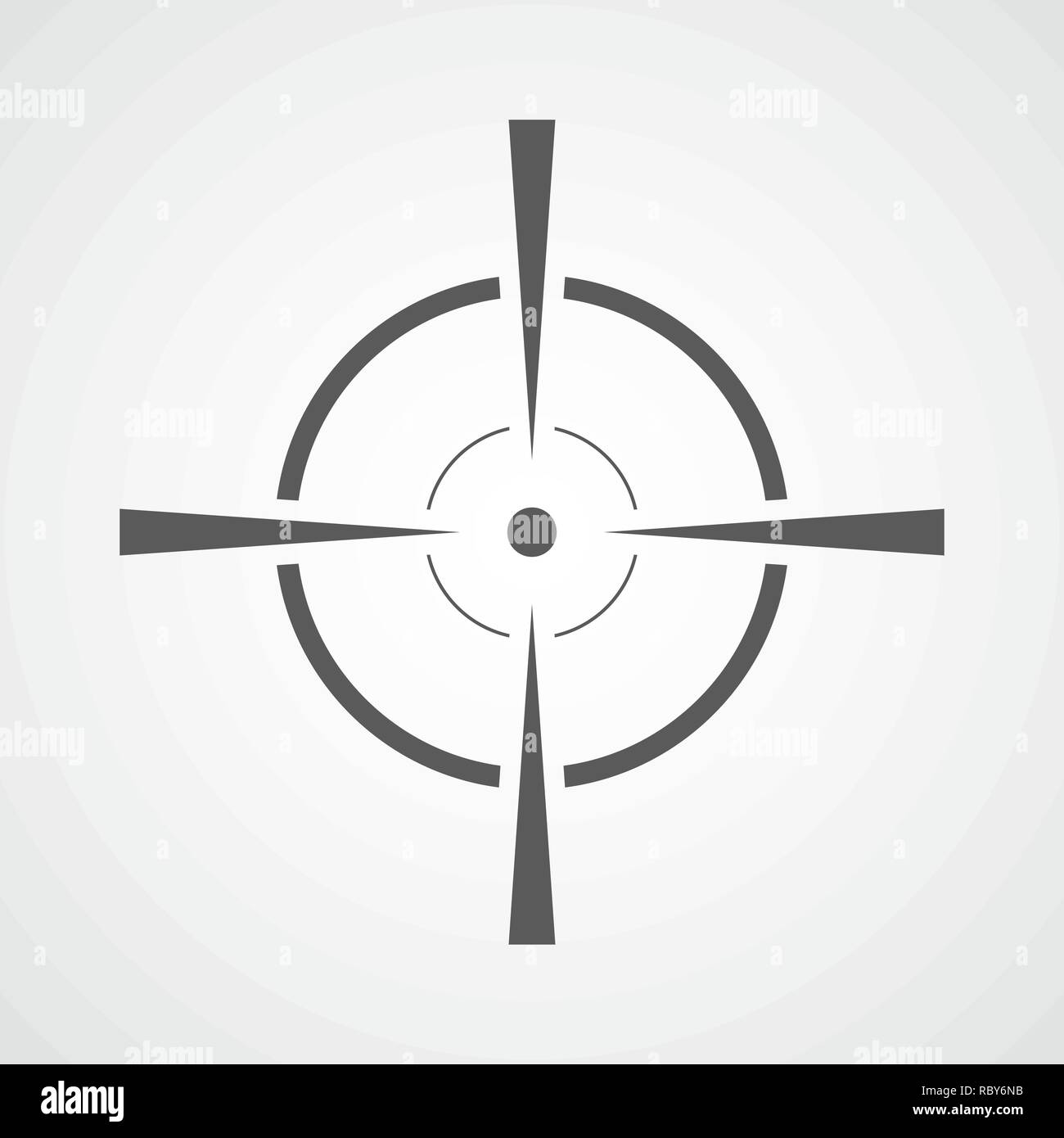 Aim-Symbol im flachen Design. Vector Illustration. Grau Ziel Zeichen auf hellem Hintergrund Stock Vektor
