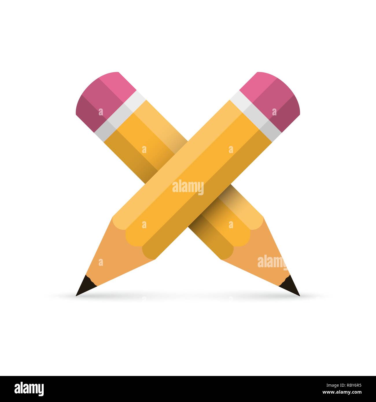 Zwei gekreuzte Bleistift isoliert. Vector Illustration. Bildung Konzept Stock Vektor