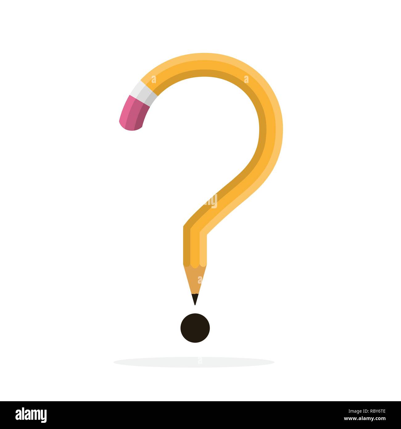 Bleistift Fragezeichen isoliert. Vector Illustration. Frage Symbol aus Bleistift. Bildung Konzept Stock Vektor
