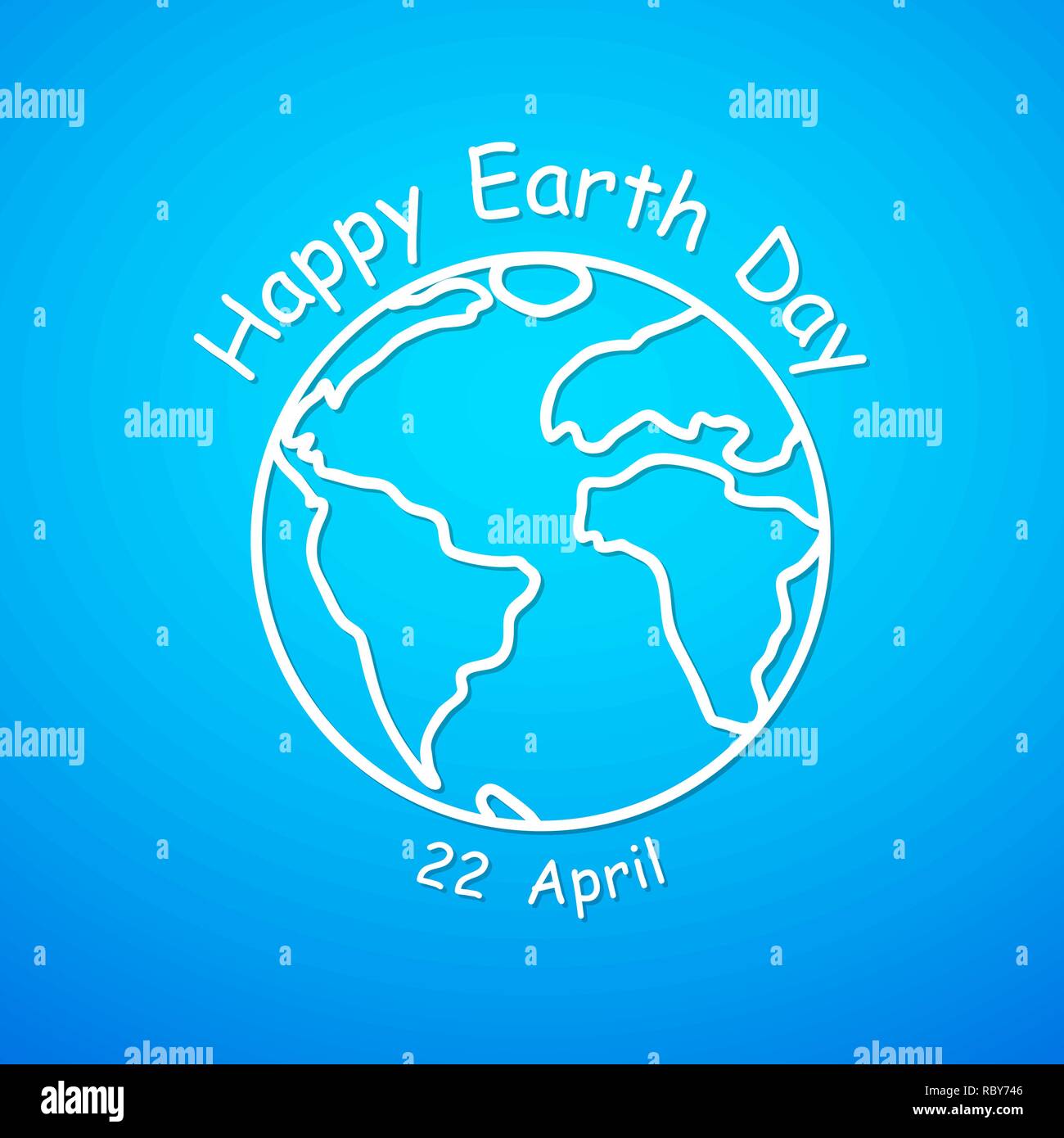 Happy Earth Day, Banner mit Kugel und Schriftzug. Vector Illustration. Grußkarte für Earth Day, also am 22. April, Stock Vektor