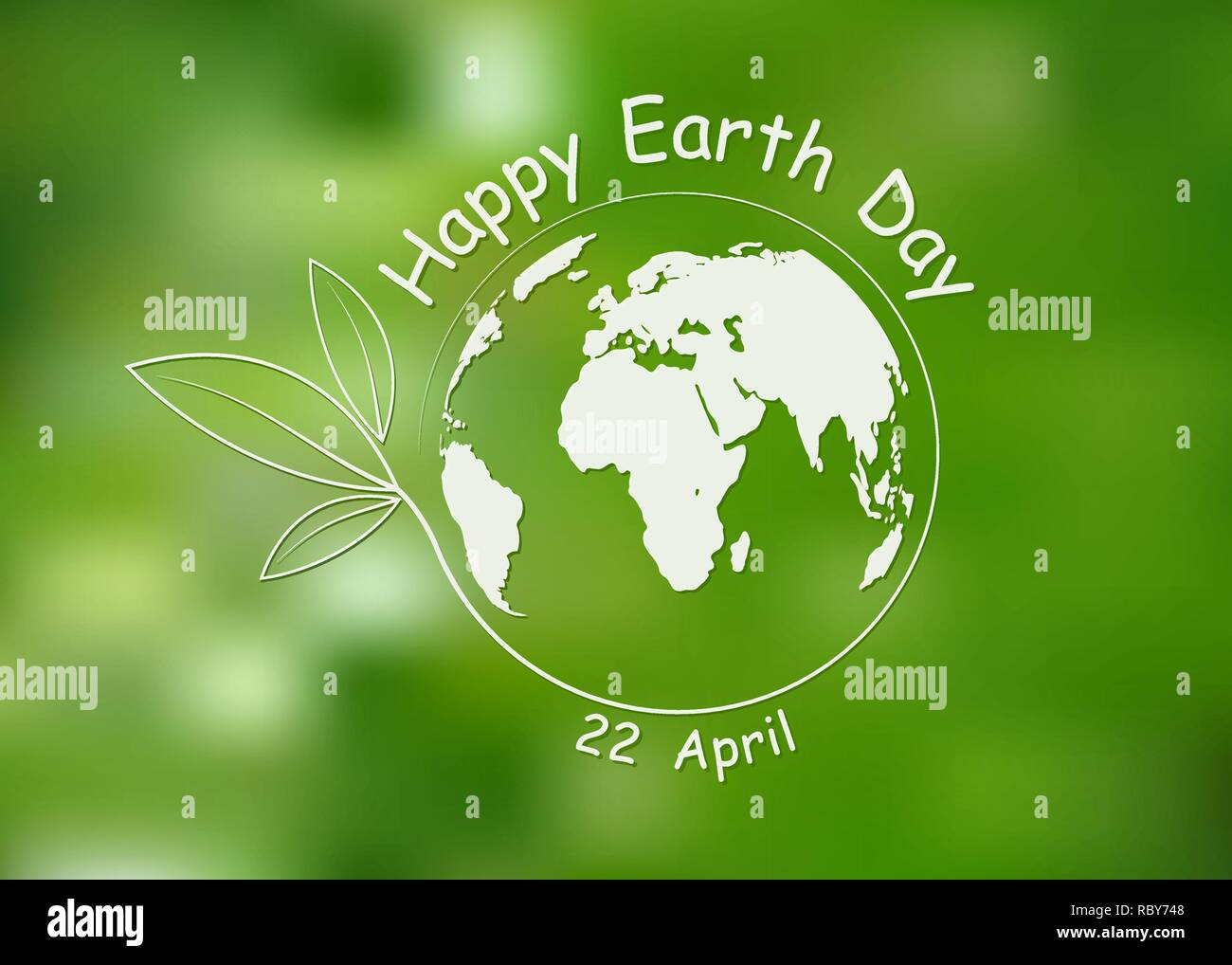 Happy Earth Day, Grußkarte. Vector Illustration. Tag der Erde, 22. April, Banner mit Schriftzug und mit Kugel Stock Vektor