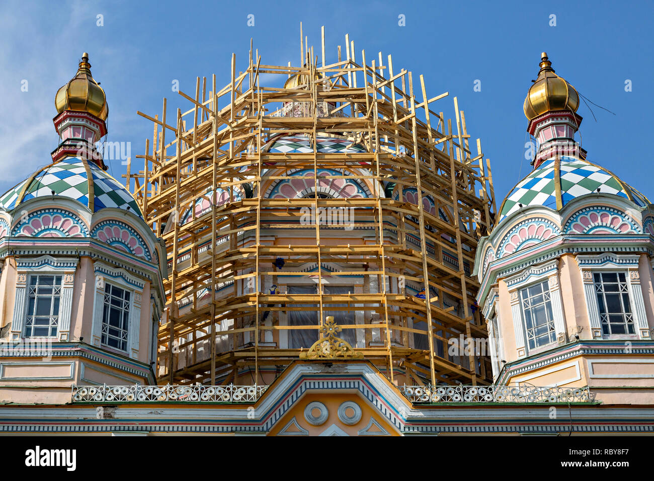 Wiederherstellung der Zenkov Kathedrale in Almaty, Kasachstan Stockfoto