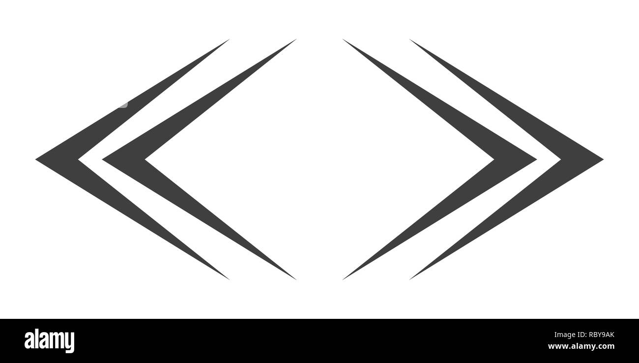 Linken und rechten Pfeil Symbole isoliert. Vector Illustration. Einstellen der schwarzen Pfeile Stock Vektor