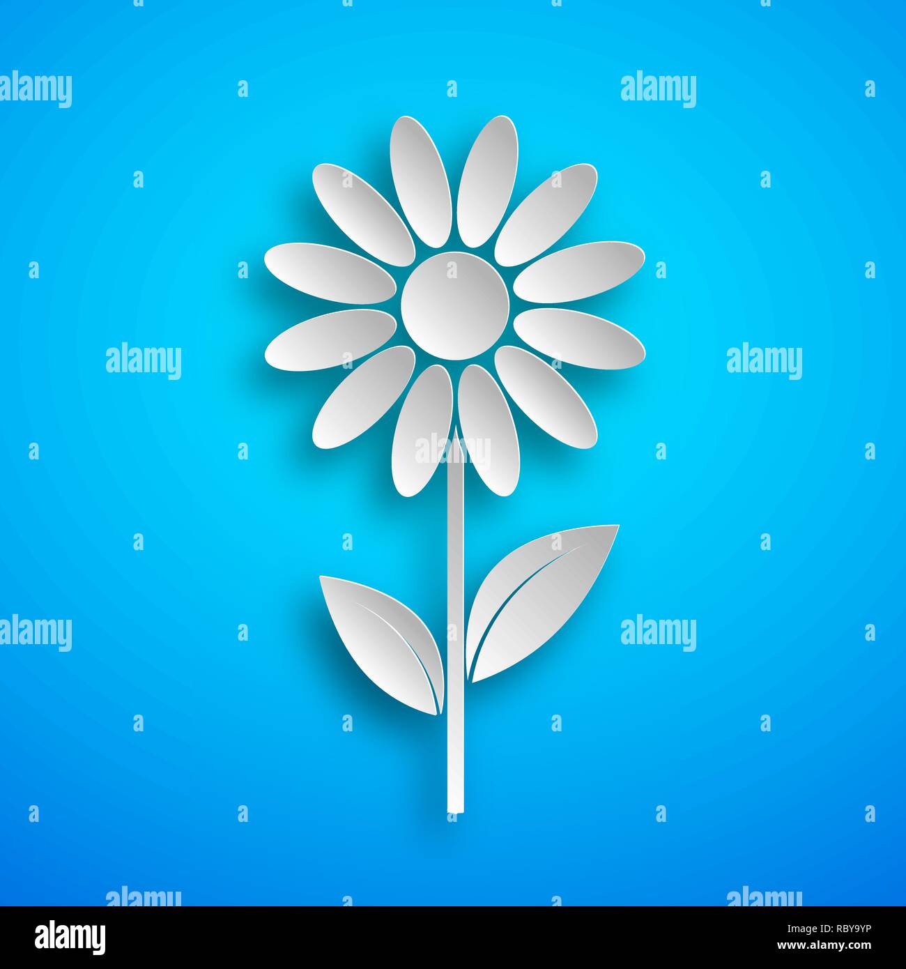 Papier Kunst der weiße Blume Symbol mit Schatten. Vector Illustration. Blume aus Papier geschnitten. Stock Vektor