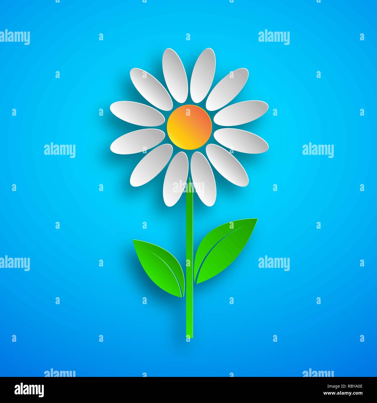 Papier Kunst der weiße Blume Symbol mit Schatten. Vector Illustration. Blume aus Papier geschnitten. Stock Vektor