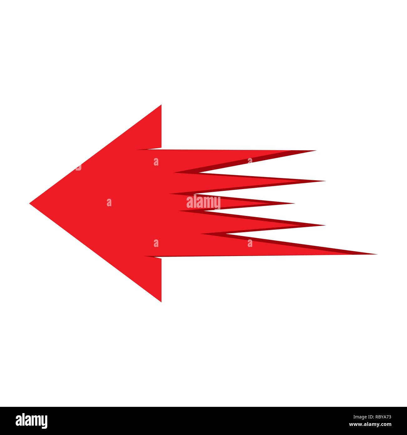 Abstrakte Symbol Pfeil in flacher Ausführung. Vector Illustration. Roter Pfeil auf weißem Hintergrund Stock Vektor