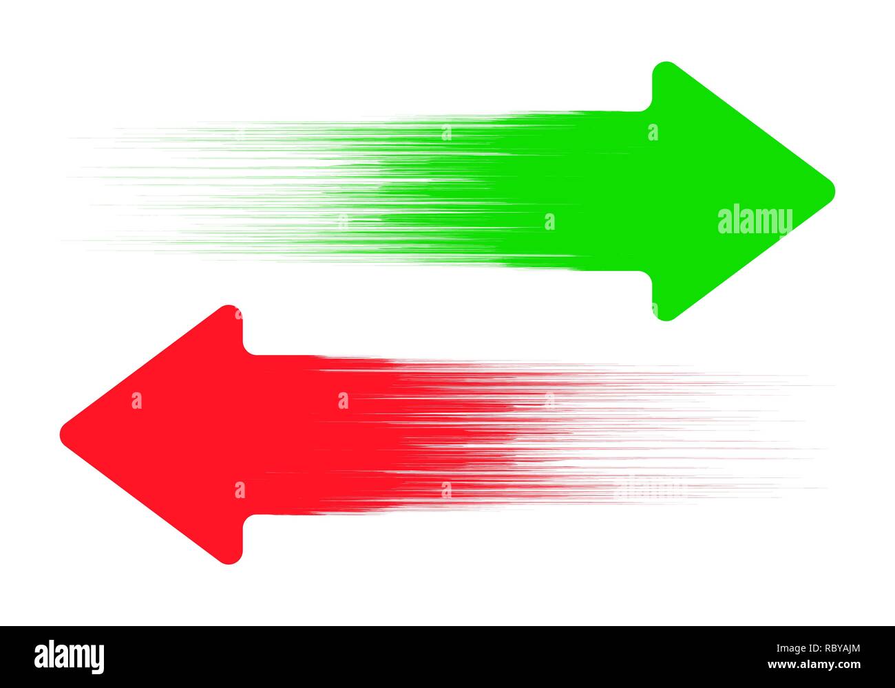 Grüner Pfeil rechts und Pfeil links. Vector Illustration. Satz farbiger Hand gezeichneten Pfeil Symbole Stock Vektor
