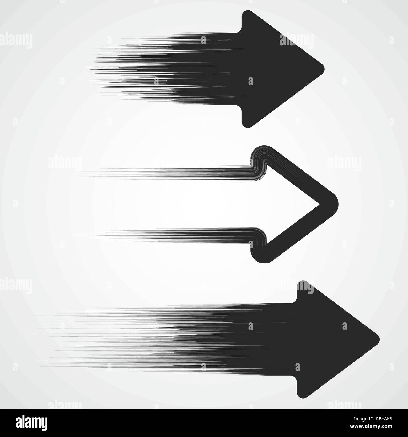 Satz von Hand gezeichneten Pfeil Symbole. Vector Illustration. Drei Hand gezeichneten Pfeil rechts Stock Vektor