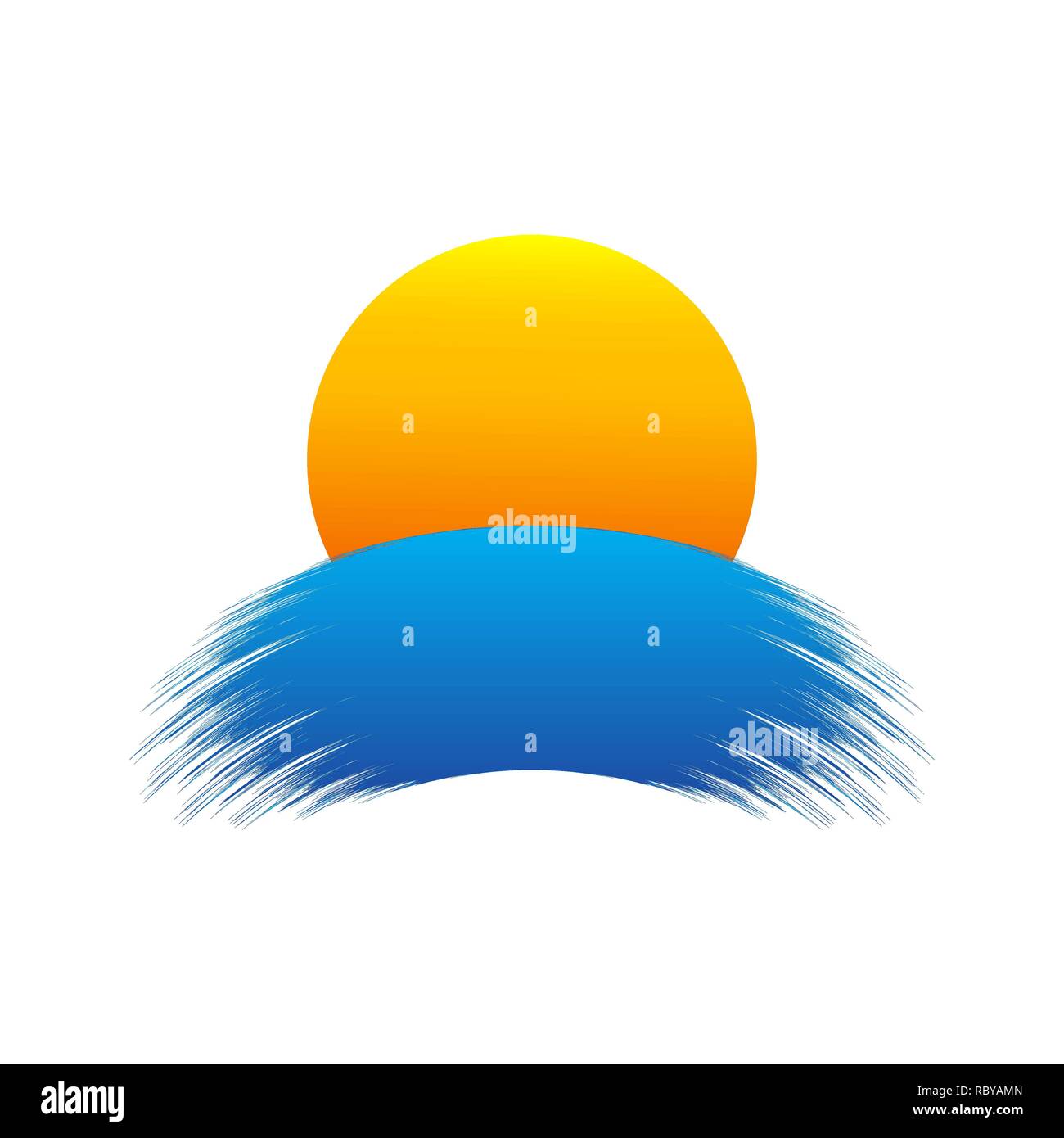 Abstrakte gelbe Sonne Symbol. Vector Illustration. Symbol der Sonne, auf weißem Hintergrund Stock Vektor