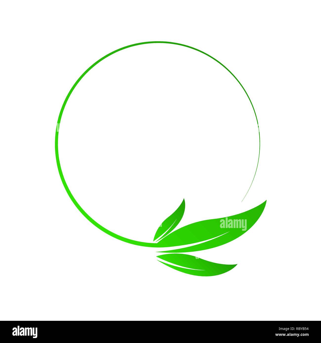 Grün Blatt Natur Kreis isoliert. Vector Illustration. Konzept der grünen Energie. Natur pflanzliche organische Blatt Stock Vektor