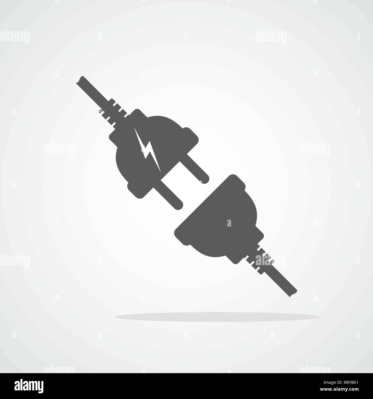 Kabel Stecker und Buchse, auf hellen Hintergrund isoliert. Vector Illustration. Kabel Stecker und Buchse in flacher Ausführung Stock Vektor