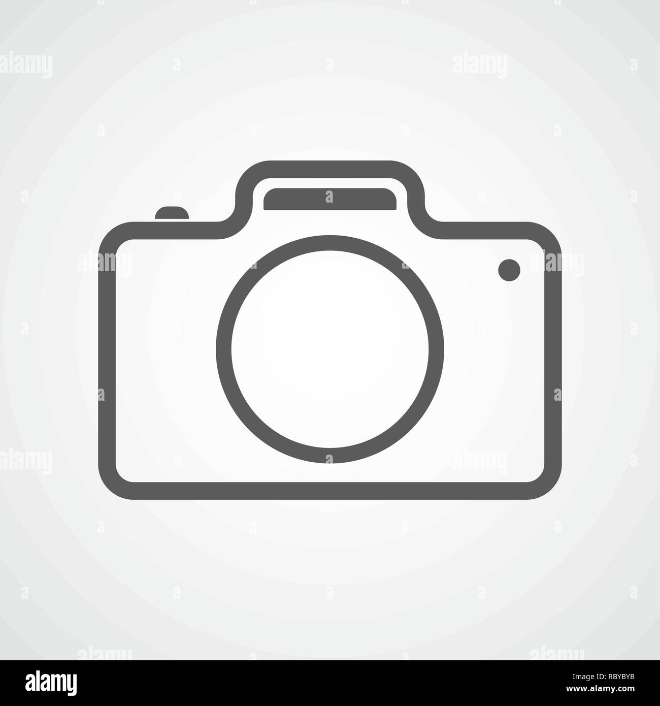 Grau Foto Kamera" im flachen Design. Vector Illustration. Kamera Symbol auf weißem Hintergrund. Stock Vektor