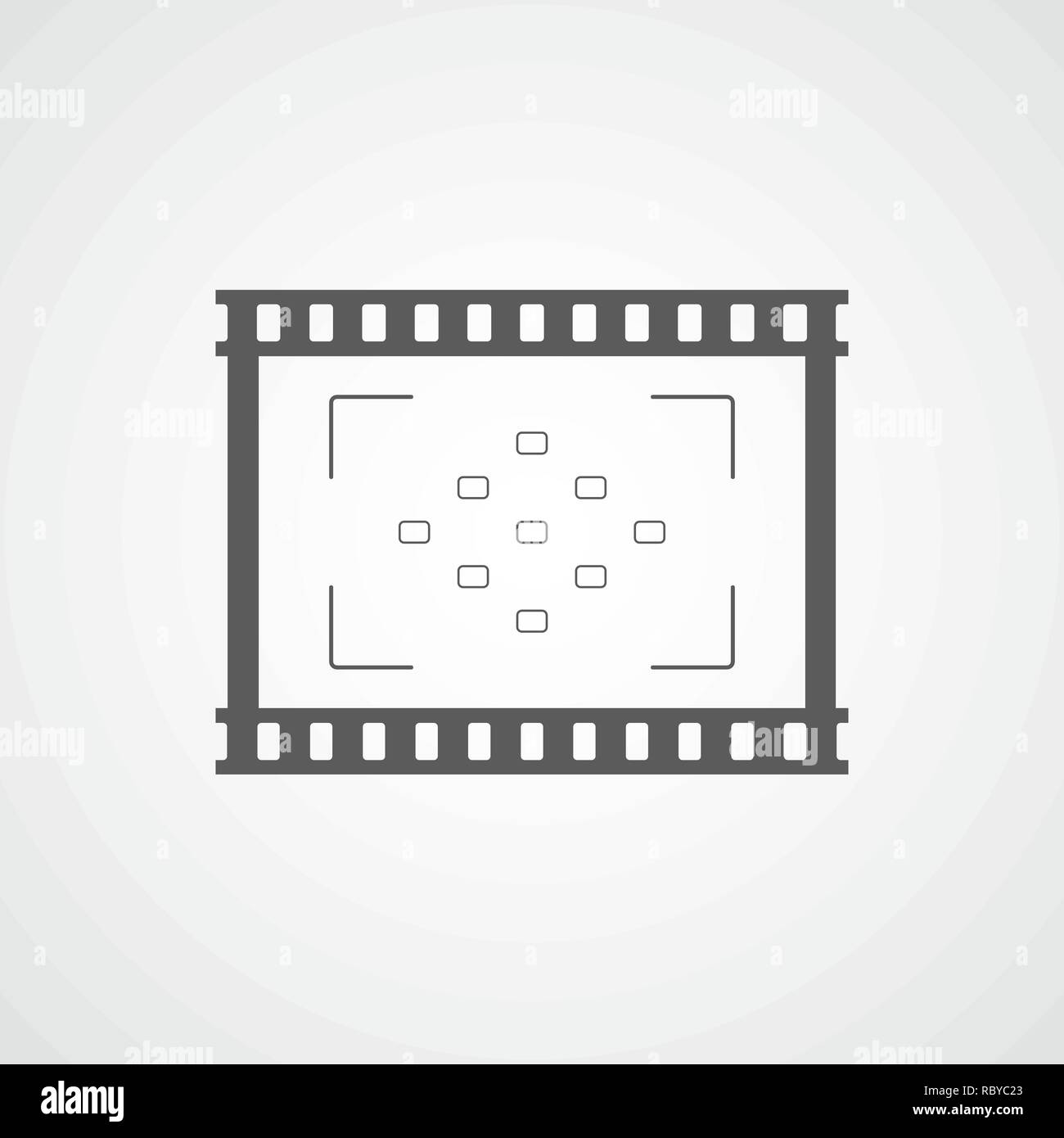 Grau Film Symbol in flacher Ausführung. Vector Illustration. Film Symbol, isoliert. Play Video Symbol Stock Vektor