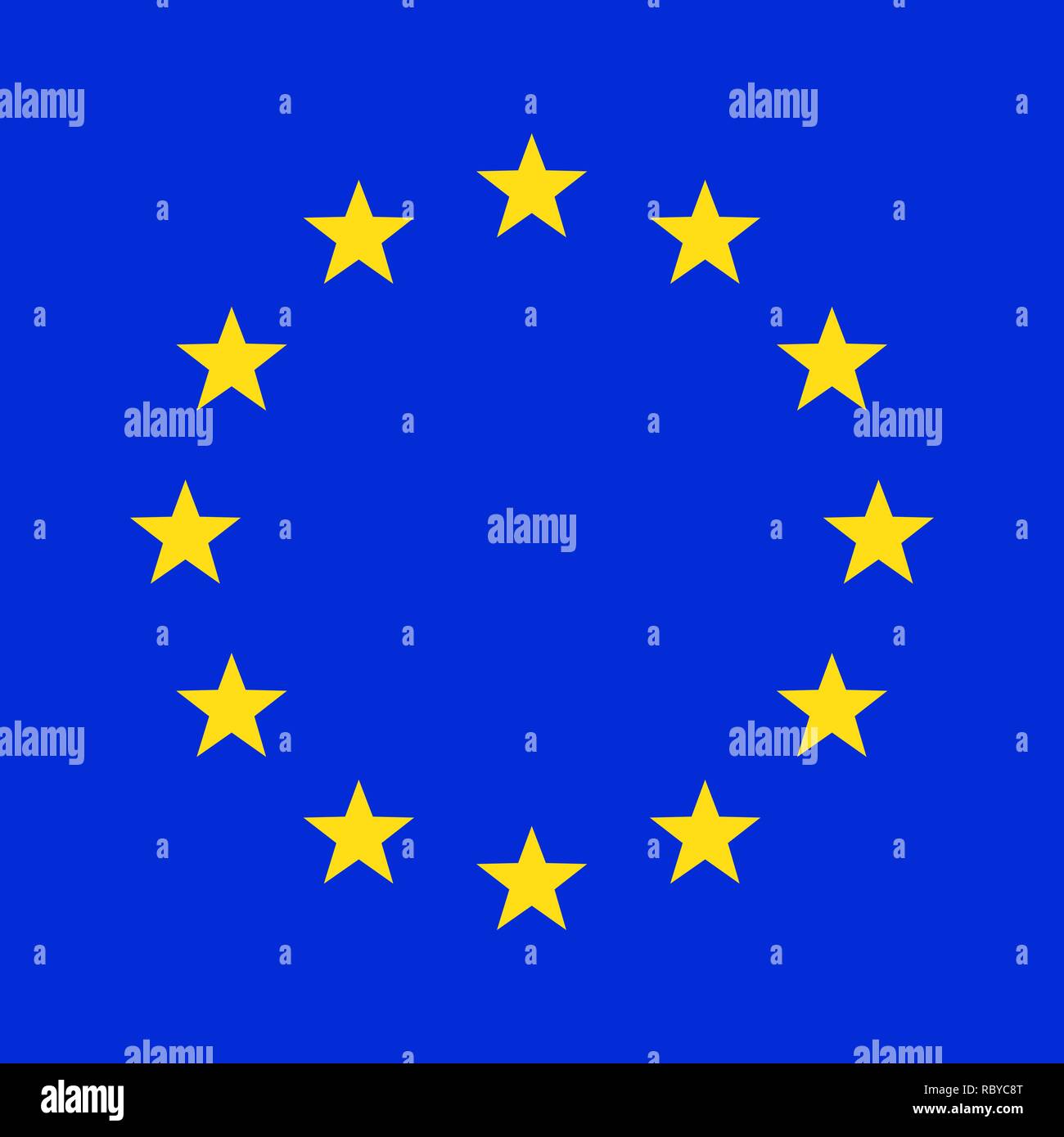Fahne der Europäischen Union. Vector Illustration. EU-Flagge mit gelben Sternen Stock Vektor