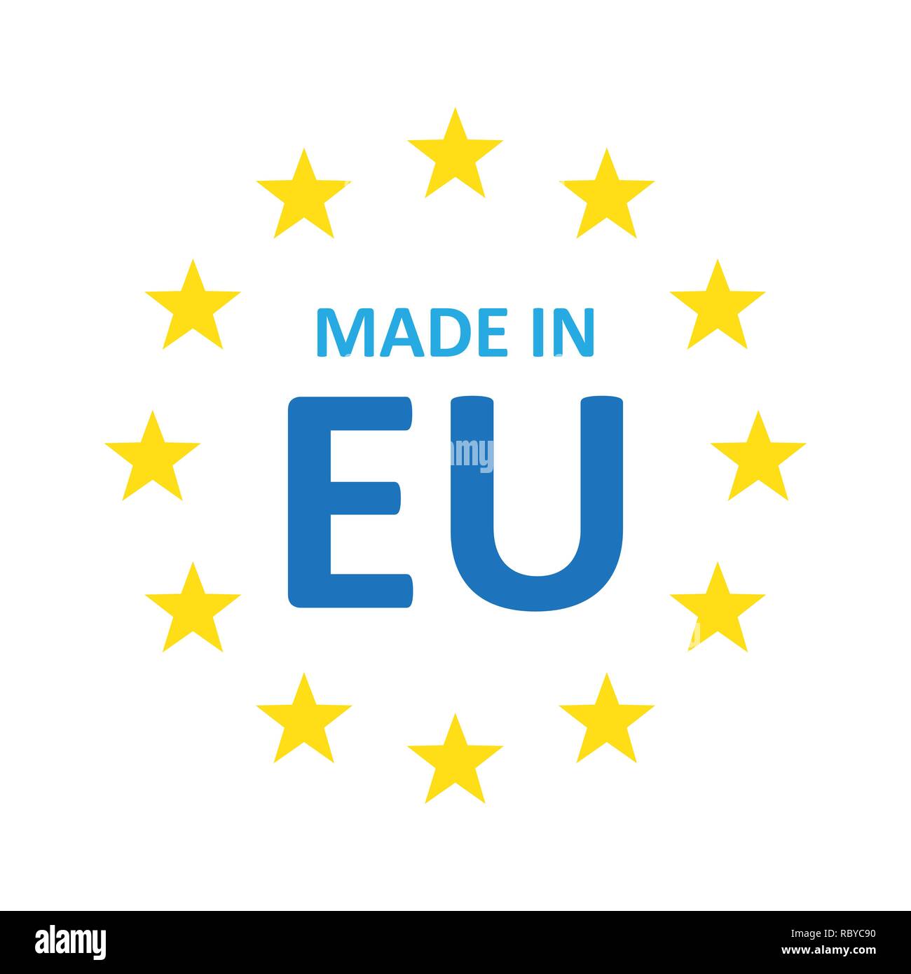 In Europa Symbol im flachen Stil. Vector Illustration. Export Produktion Symbol mit Sternen. Stock Vektor