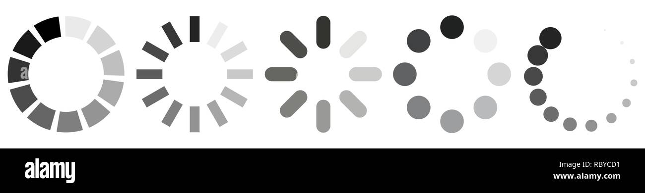 Der runde Ladebalken Symbole. Vector Illustration. Download Zeichen in flacher Ausführung, isoliert. Stock Vektor