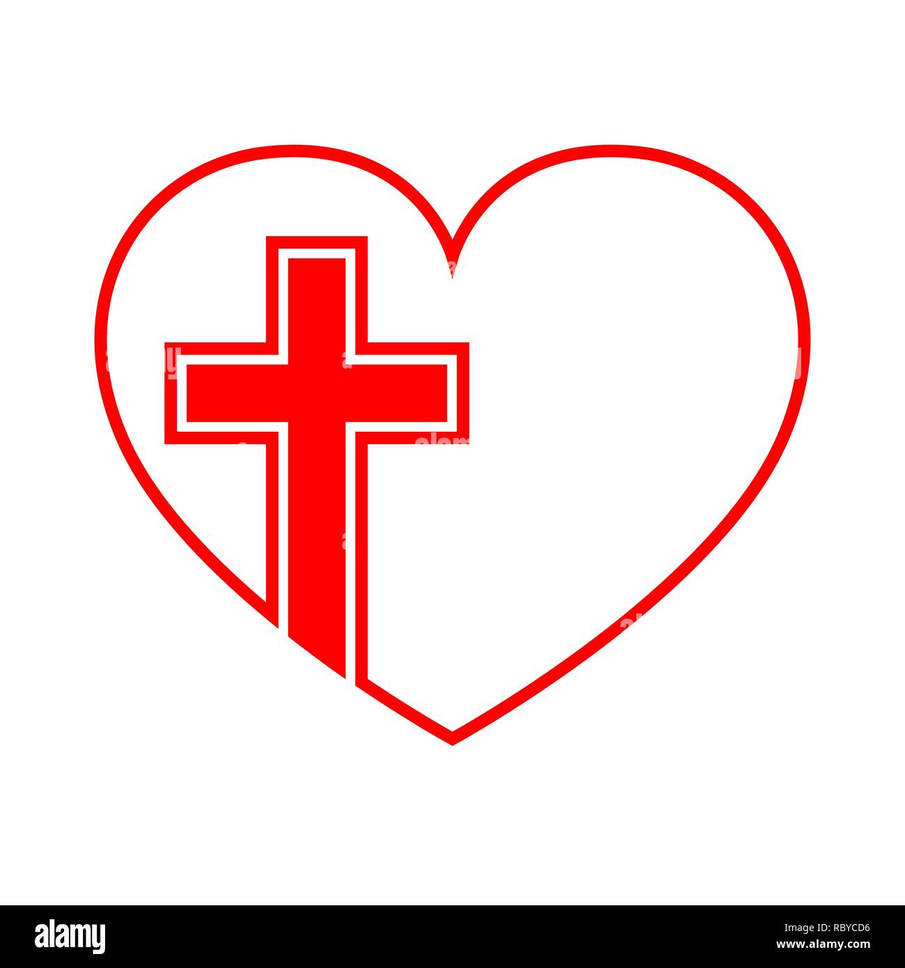Herz Mit Dem Christlichen Kreuz Rotes Herz Symbol Auf Weissem Hintergrund Vector Illustration Christliches Symbol Stock Vektorgrafik Alamy