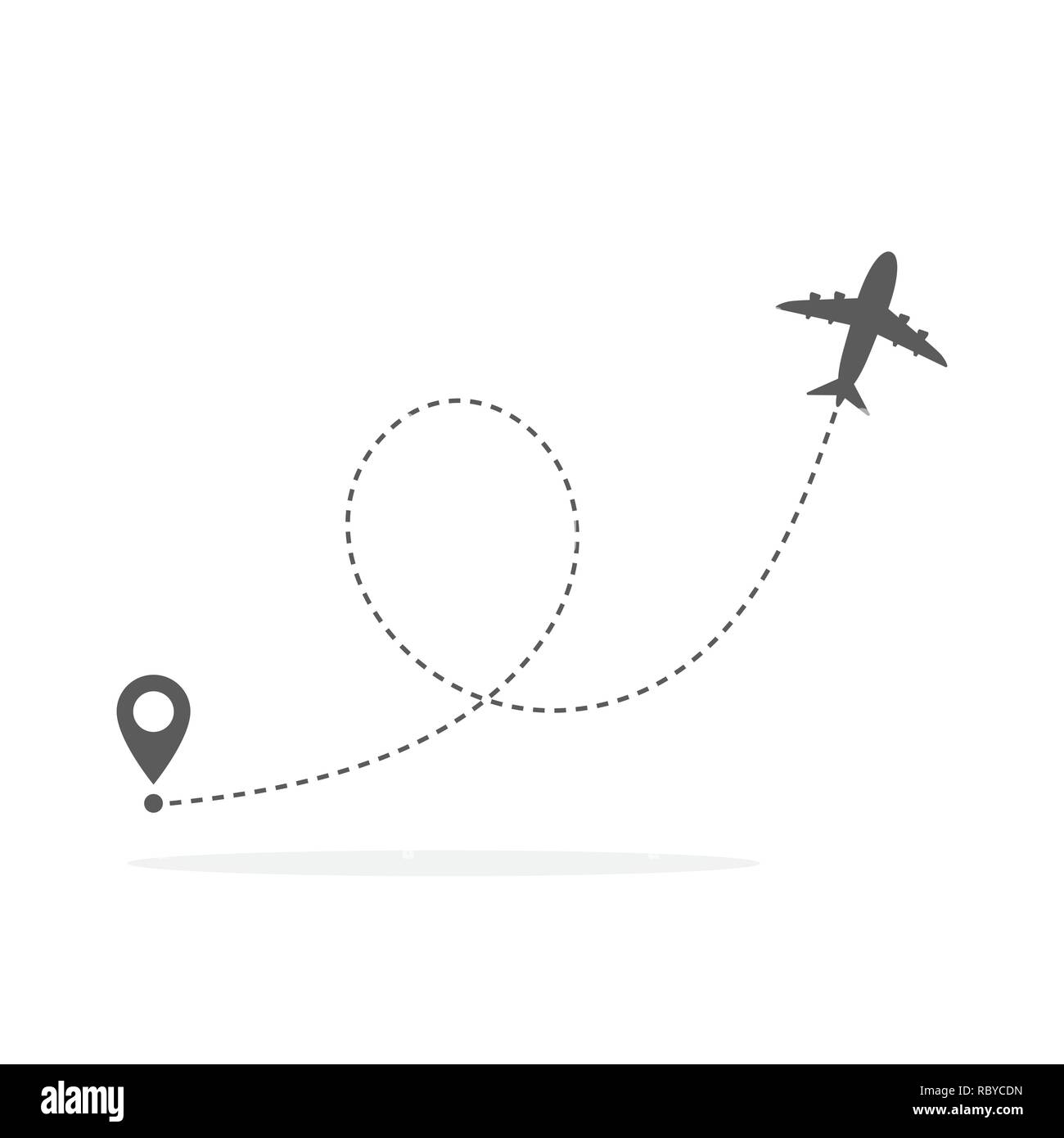 Flugzeug und seine Bahn, Route oder so. Vector Illustration. Travel Concept Stock Vektor
