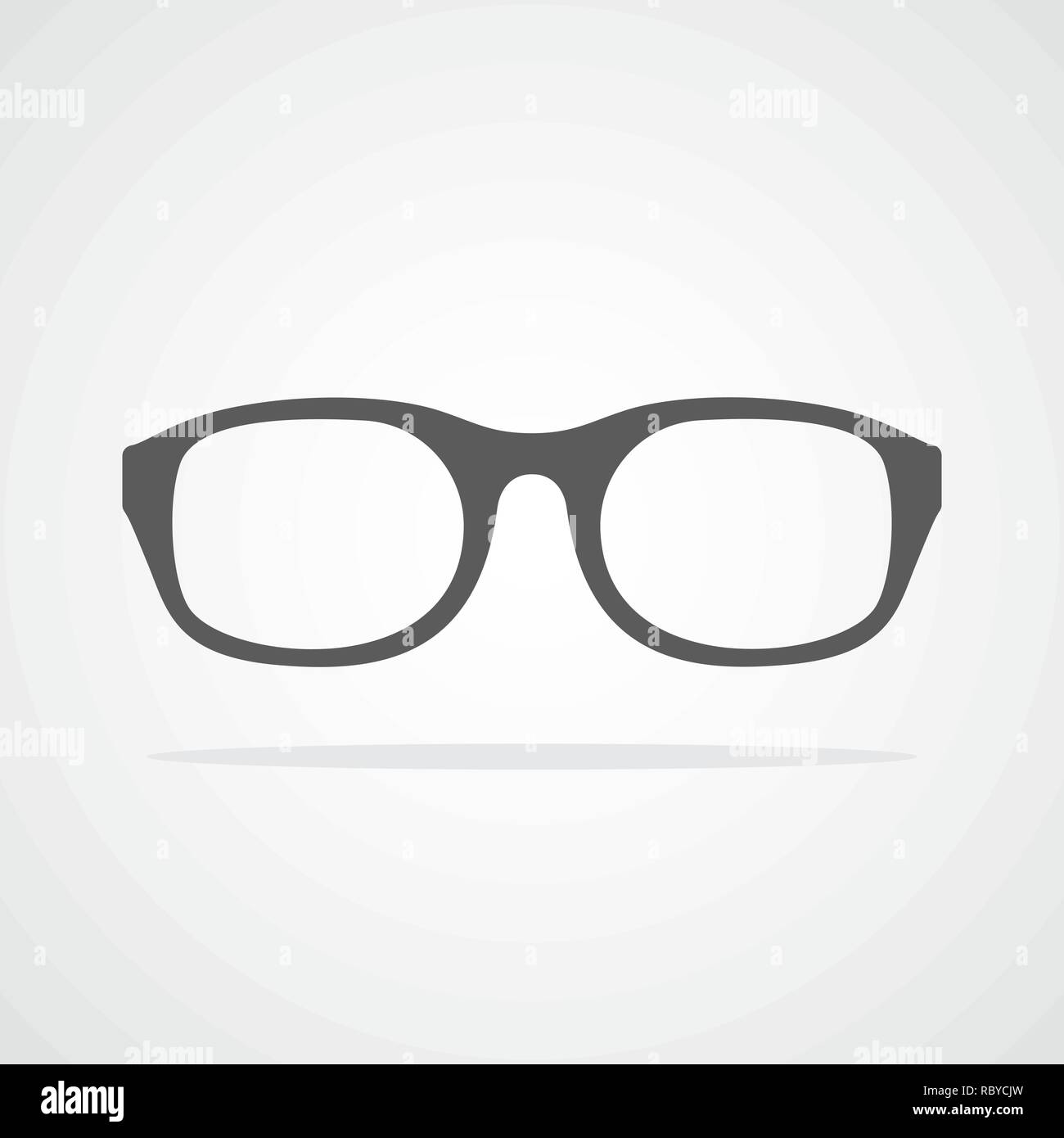 Brillensymbol in flacher Ausführung. Vector Illustration. Graue Brille, auf hellem Hintergrund isoliert Stock Vektor