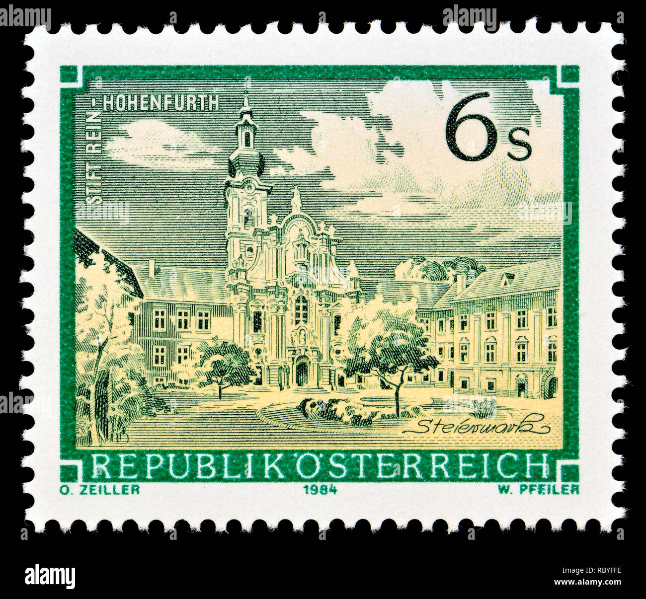 Österreichische Briefmarke (1984): Klöster und Abteien Serie: Rein-Hohenfurth Kloster/Stift Rein-Hohenfurth Stockfoto