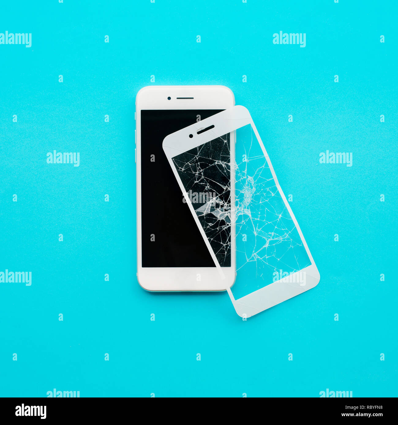 Gehärtetes Glas Schild oder Film-Cover mit mobilen phone.protector Konzepte Ideen Stockfoto