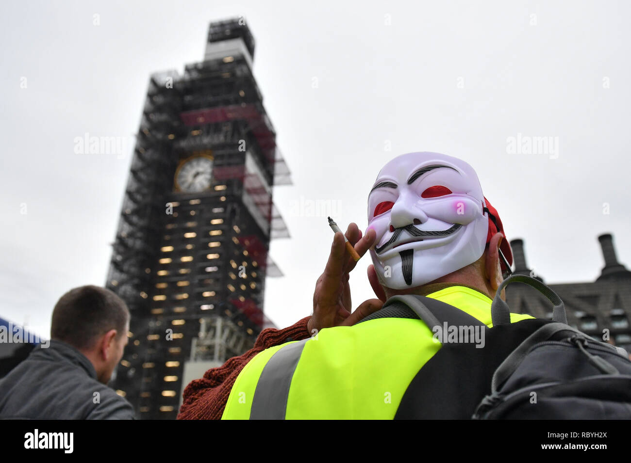 Pro-Brexit Demonstranten in Parliament Square, Central London. Stockfoto