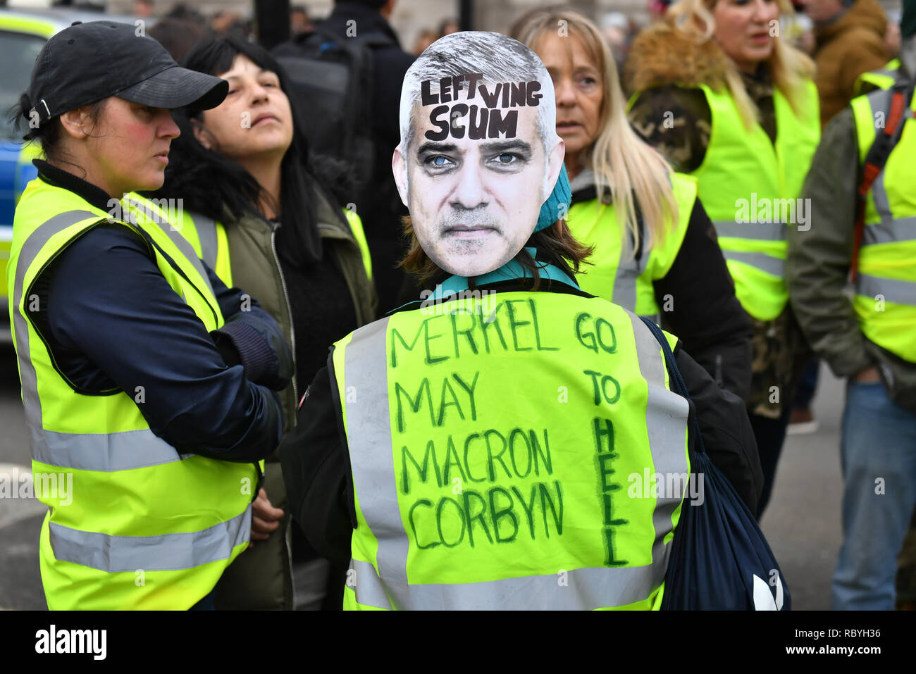 Pro-Brexit Demonstranten in Parliament Square, Central London. Stockfoto