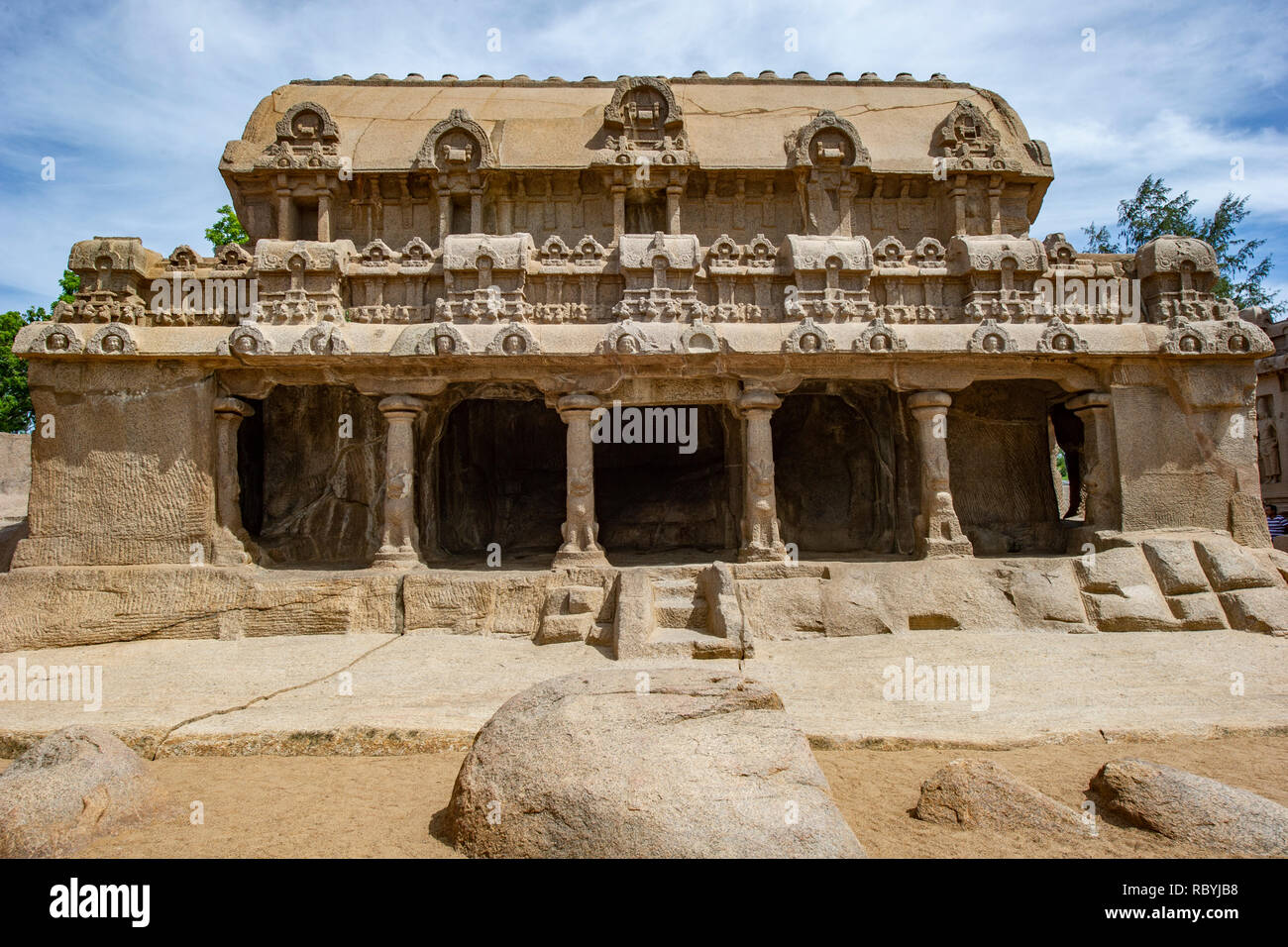 Gruppe von Denkmälern in Mahabalipuram Stockfoto